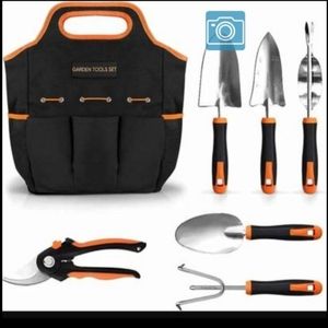 7 pc Stainless Steel Heavy Duty Multi Garden Tool Set, with Water Proof Tote, bo